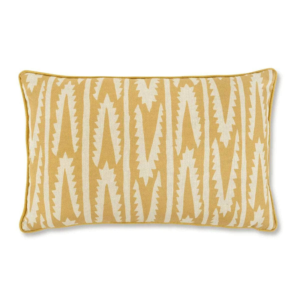 Shashka Print Cushion in Ochre with Venitian Velvet in Ochre