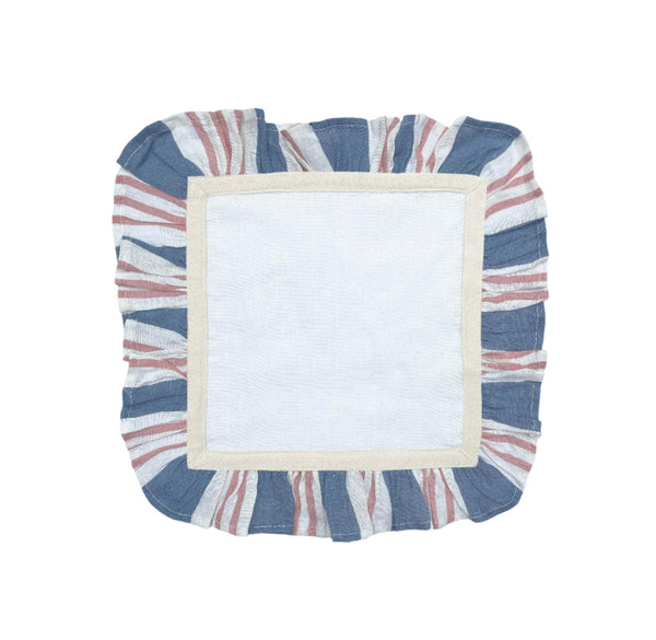 Azure & Blush Broken Stripe - Set of 2 Napkins