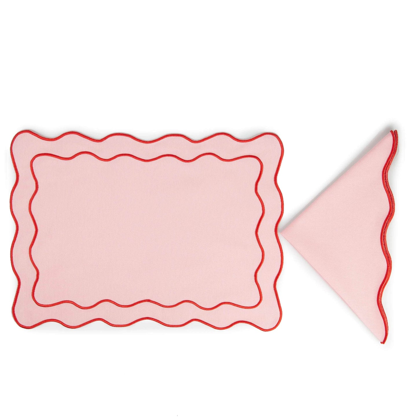 Embroidered Wave Placemat Pink