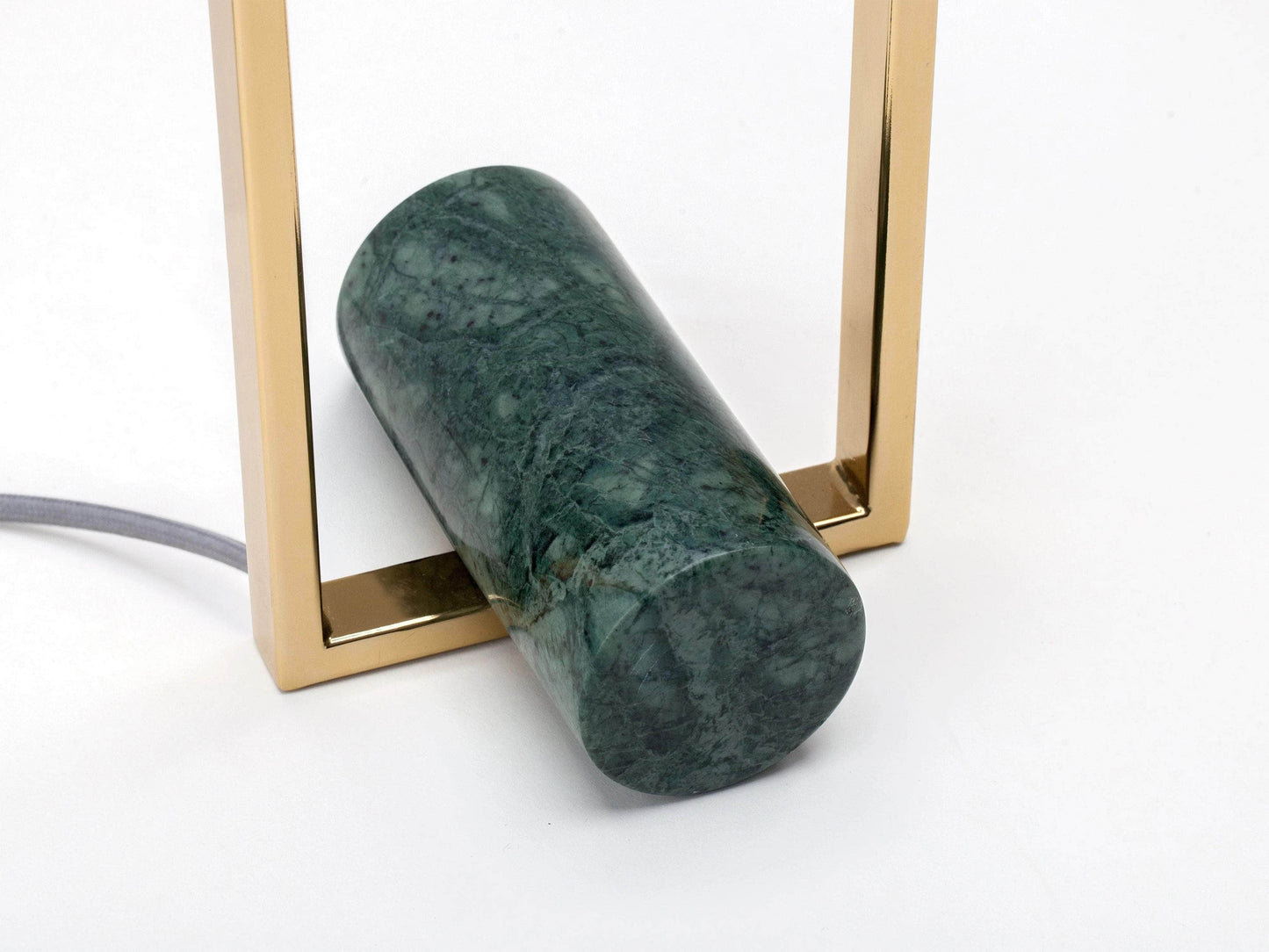 Olive green marble column table lamp
