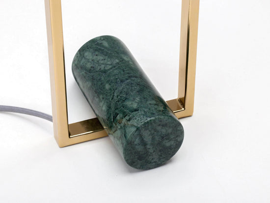Olive green marble column table lamp