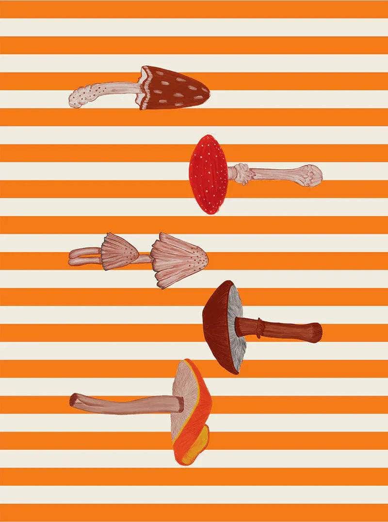 Orange Striped Mushroom Tablecloth