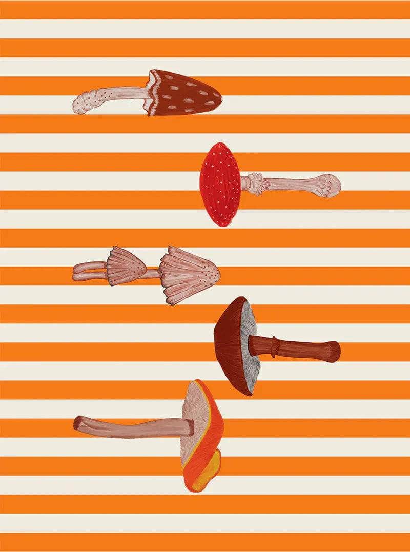 Load image into Gallery viewer, Orange Striped Mushroom Tablecloth
