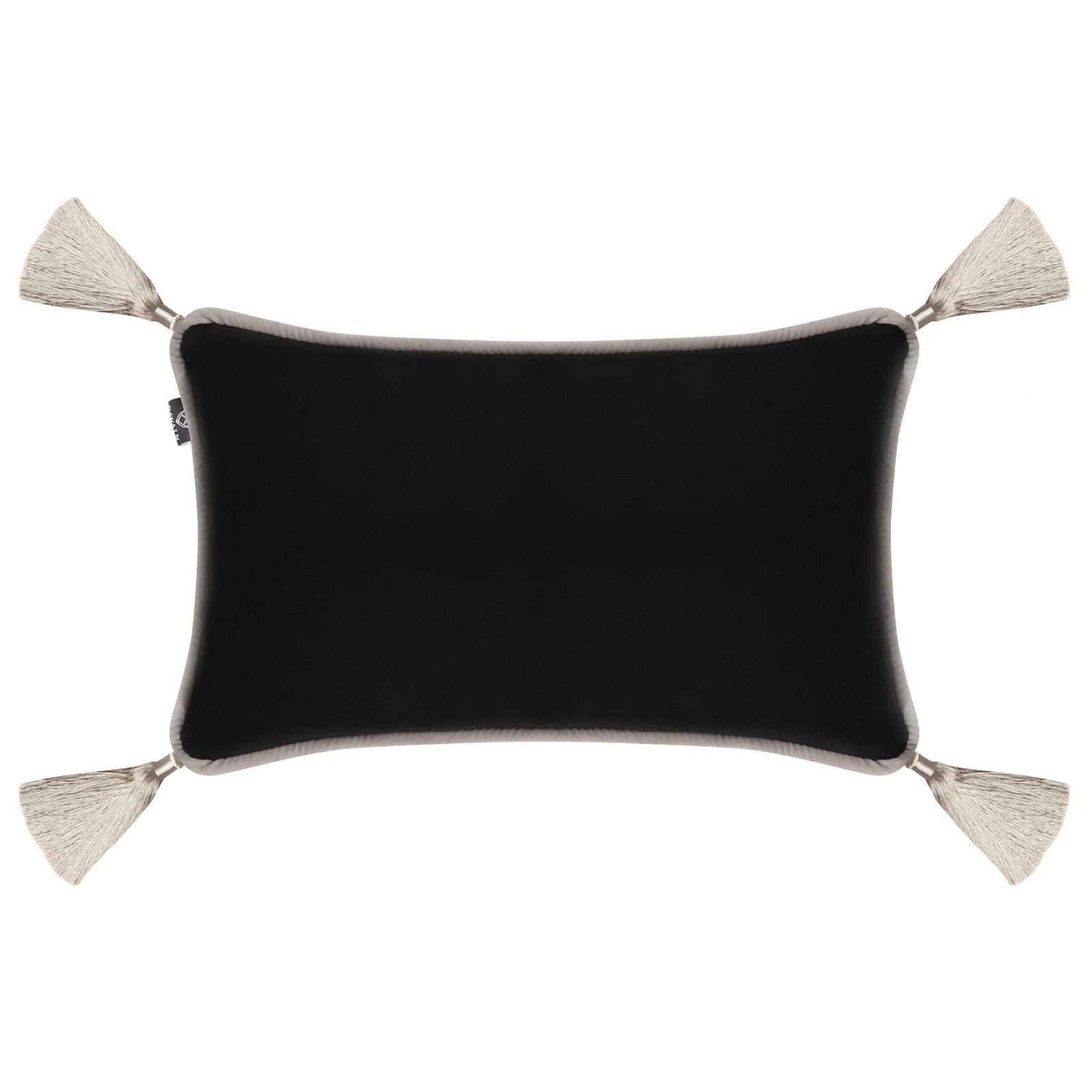 Black Velvet Rectangular Cushion with Tassels