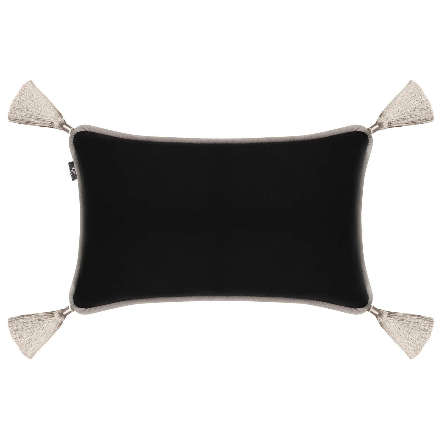 Black Velvet Rectangular Cushion with Tassels
