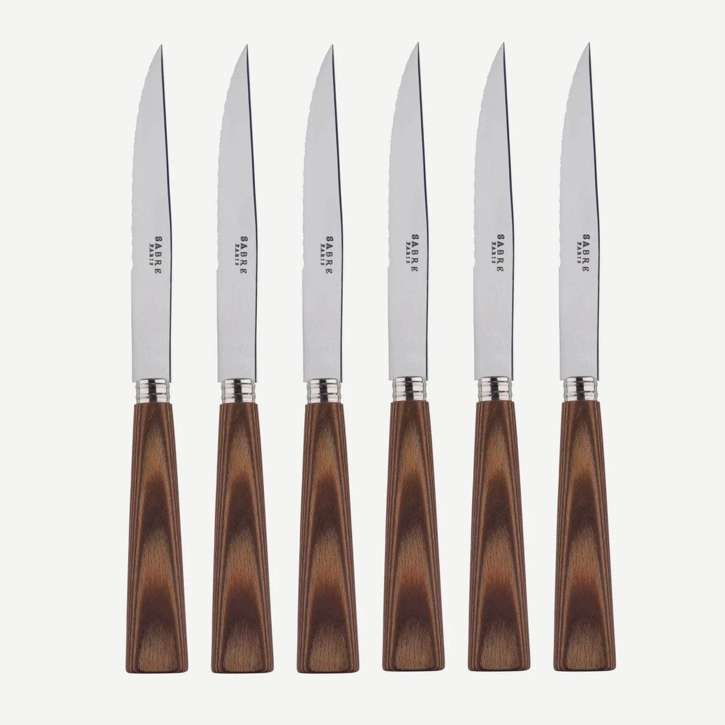 Natural 6 pc Steak Knife Set | Light Laminated Wood