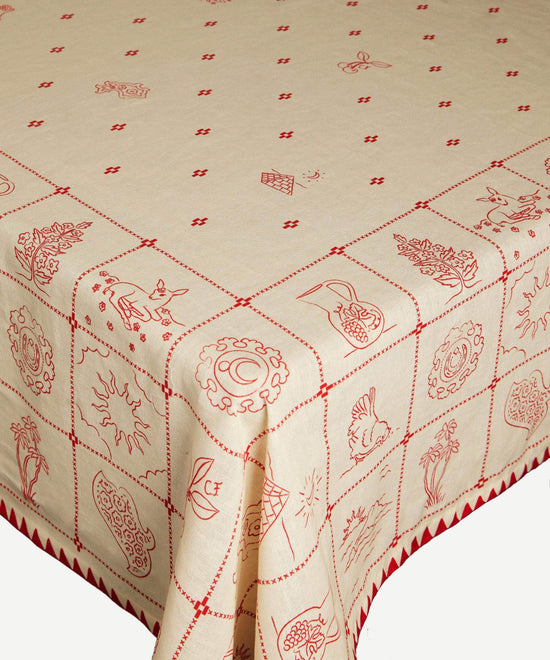 Redwork Tablecloth Red