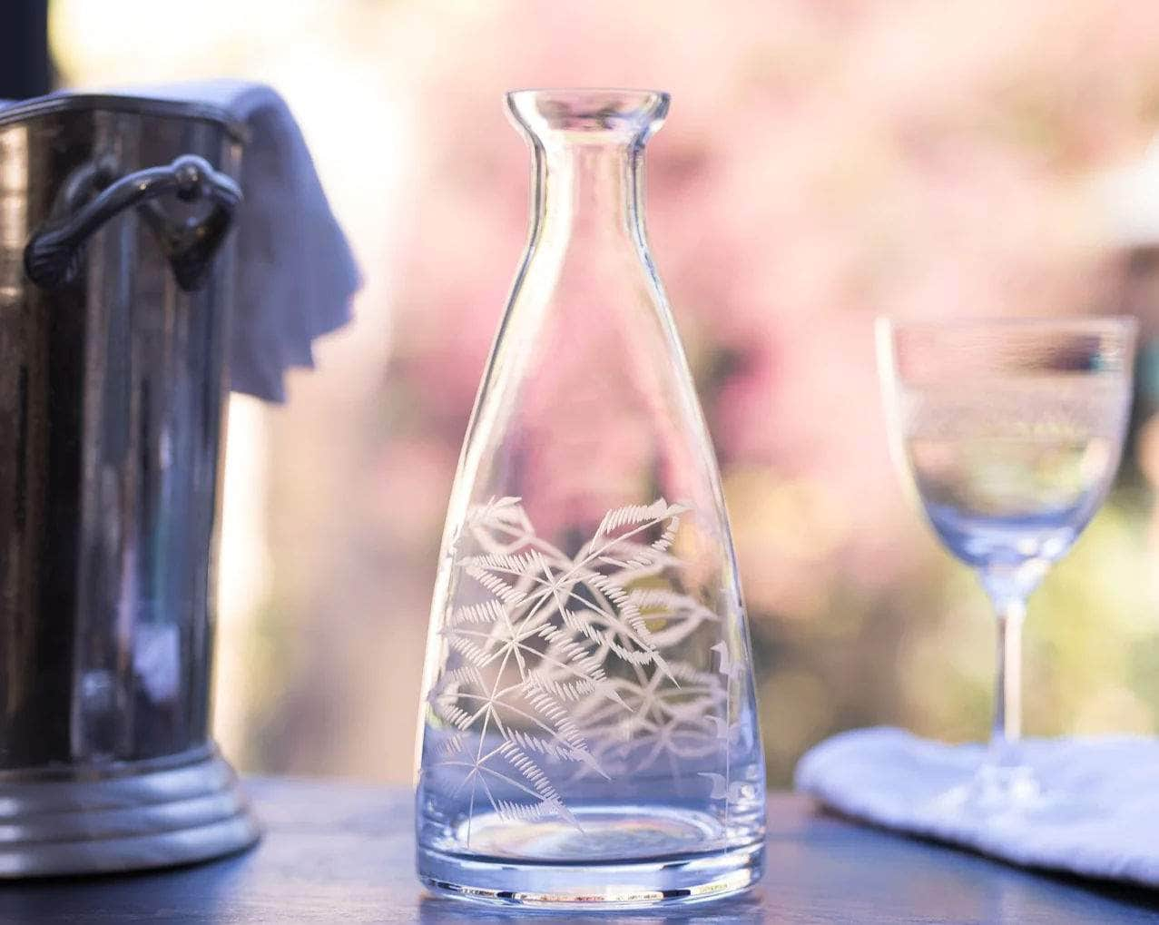 A Crystal Table Carafe with Fern Design