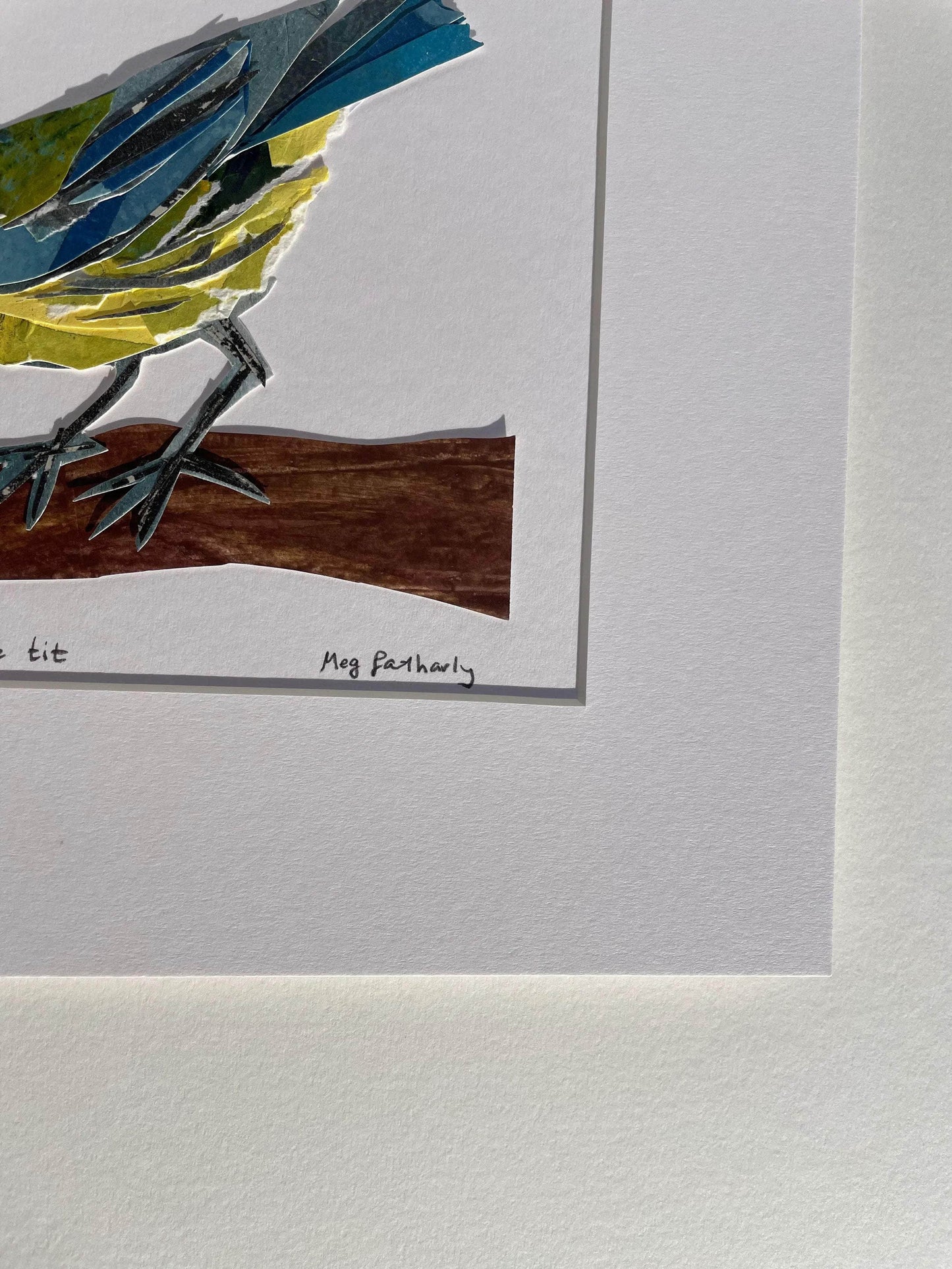 Original Blue Tit Bird Collage Art Piece