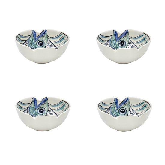 Small Bowl, Blue Romina Fish, Set of Four