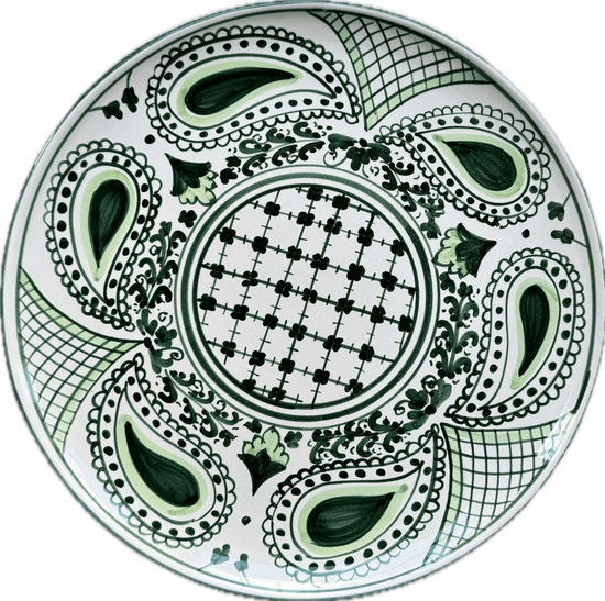 Load image into Gallery viewer, Large Round Plate - Green Bandana Print
