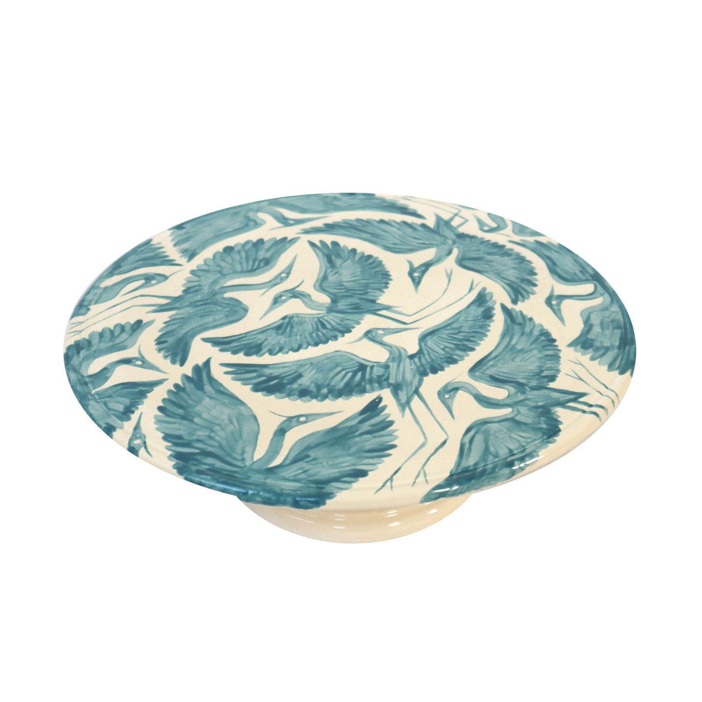 Herons Hand Painted Cake Stand - Teal