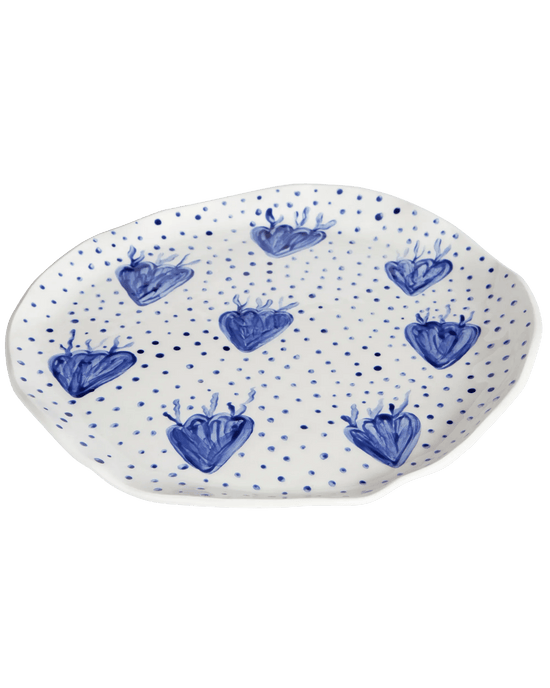 Blue Coral & Dots Plate