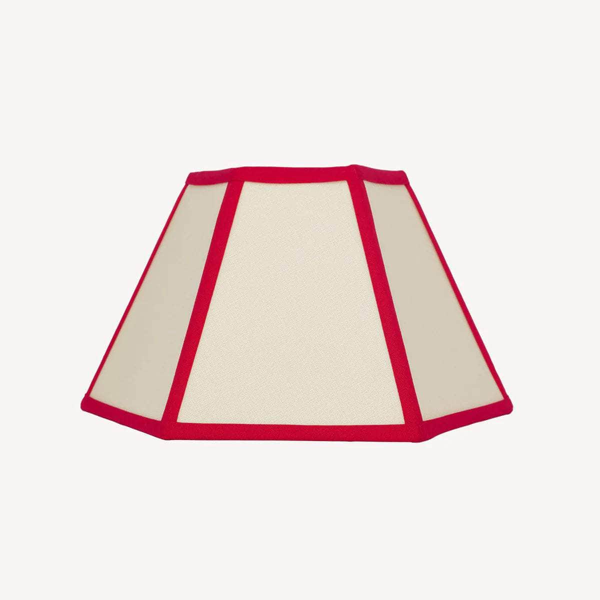 Hexagon Linen Lampshade, Red Trim - Small