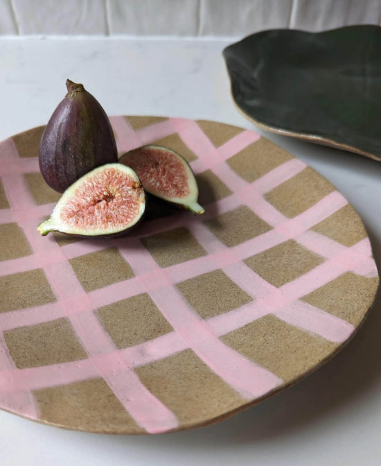 Pink Gingham Serving Plate