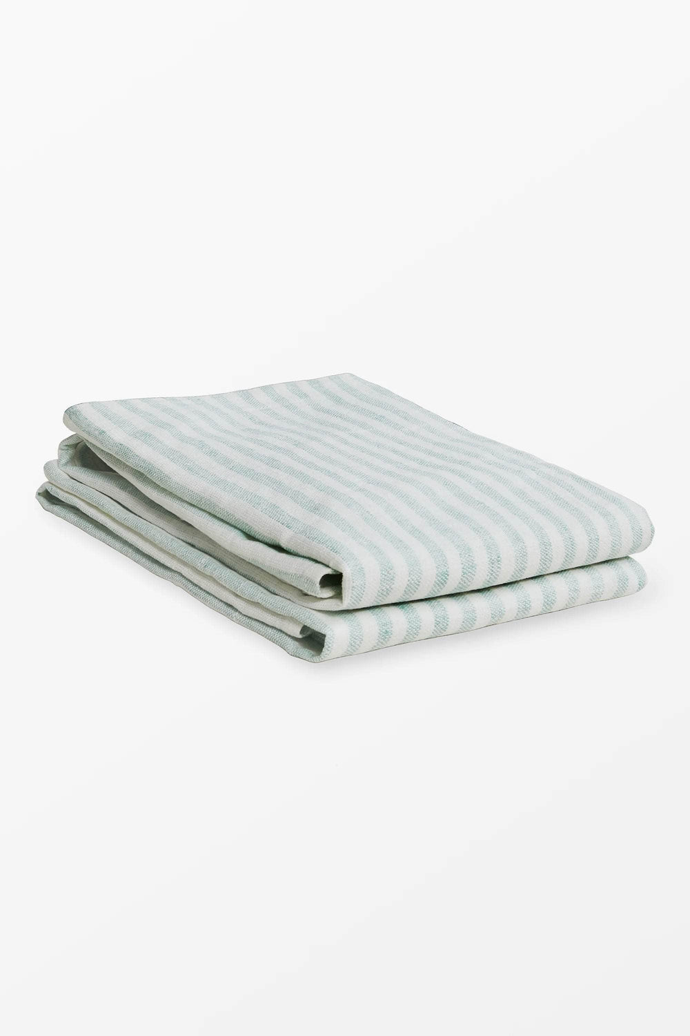 Turquoise + White Stripe Linen Kitchen Towels - Set of 2