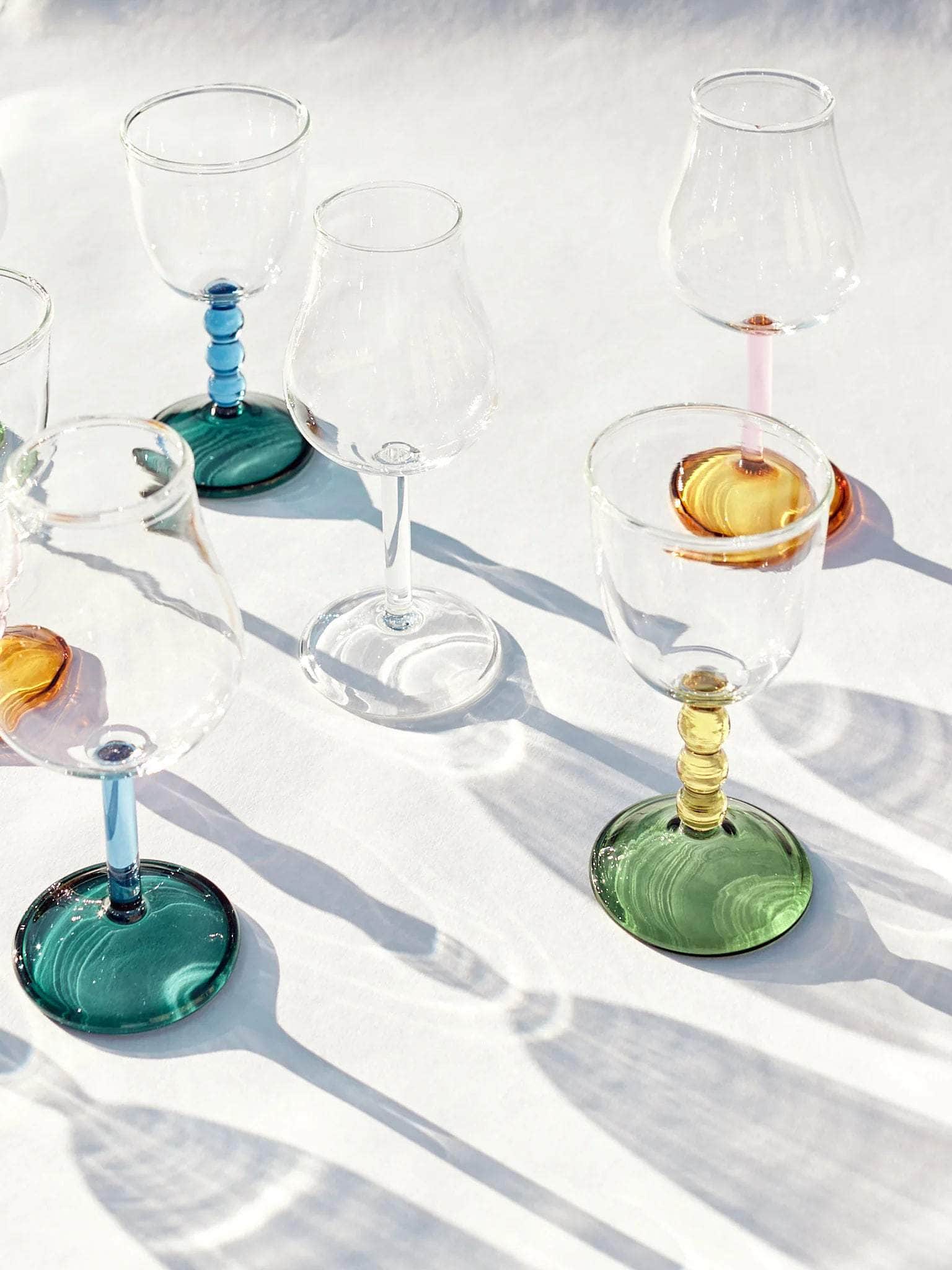 Hand Blown Tall Wine Glass in Clear