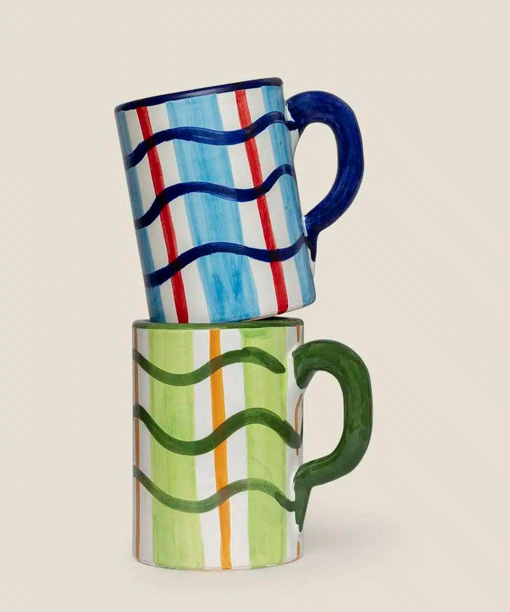 Load image into Gallery viewer, Set of 2 Wavy-Lines Mugs
