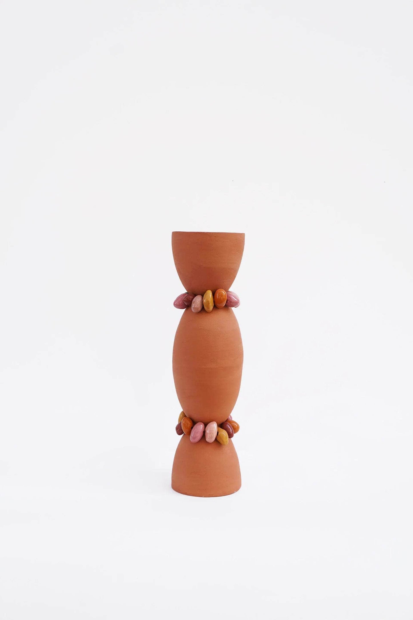 Totem Medium Terracotta Beaded Candle Holder