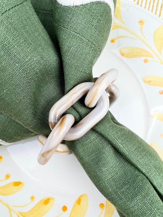 Load image into Gallery viewer, The Chain Napkin Ring in Cream Marble | Sold as a set of Four
