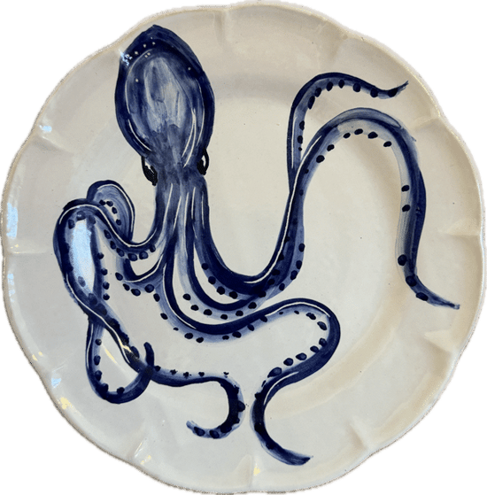 Load image into Gallery viewer, Blue Octopus Dining Plate
