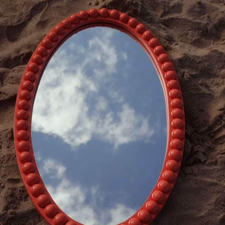 Painted Lacquered Oval Bobbin Mirror