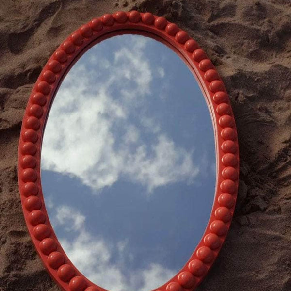 Painted Lacquered Oval Bobbin Mirror