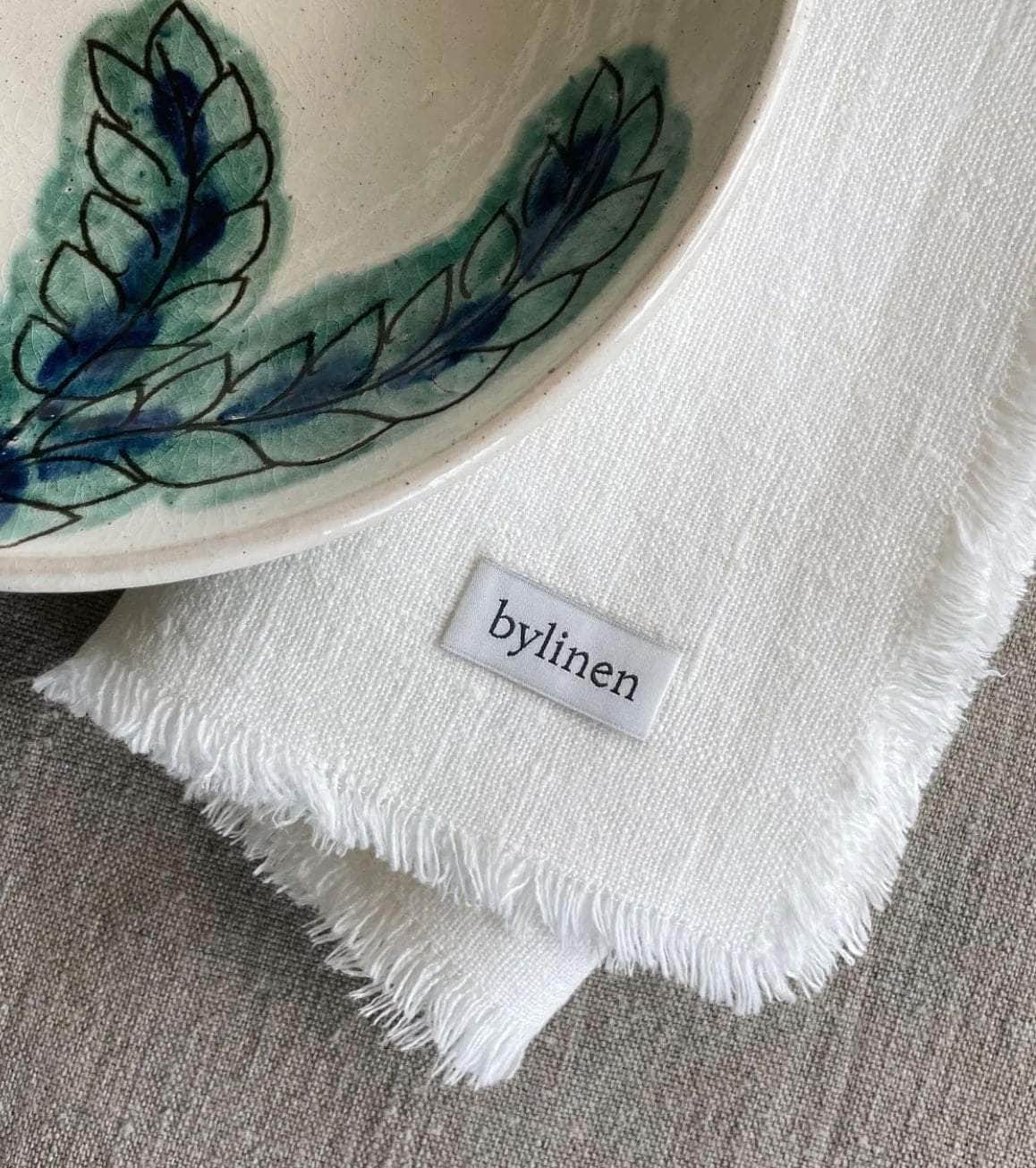 White Fringed Linen Napkin