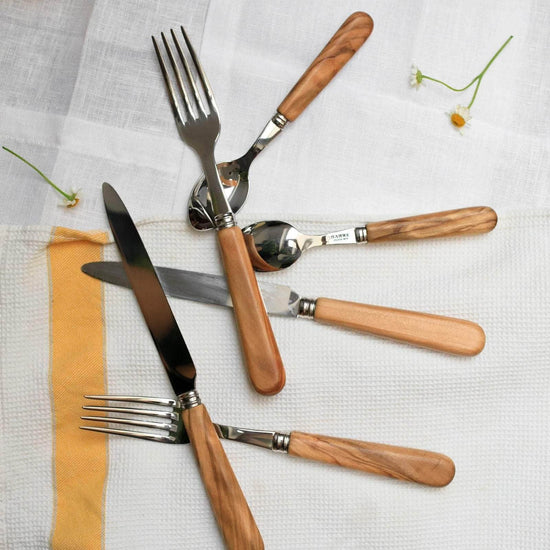 Load image into Gallery viewer, Lavandou 24 pc Cutlery Set | Olive Wood
