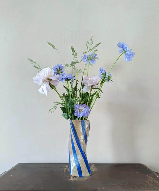 Blue Stripe Twist Vase