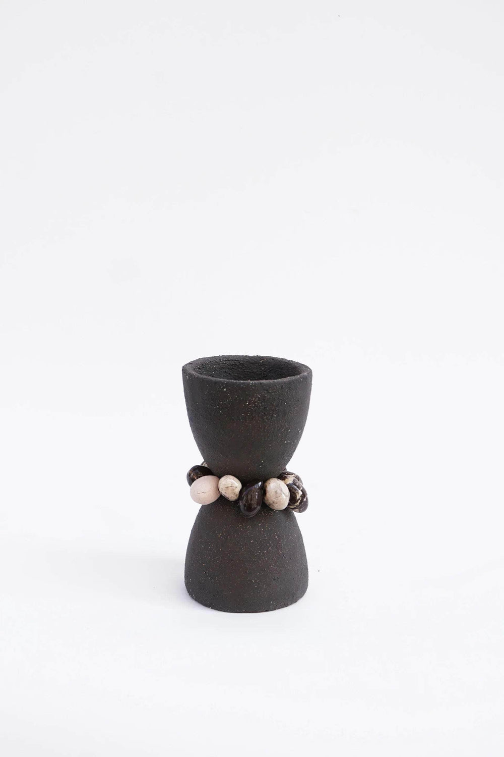 Totem Small Liquorice Beaded Candle Holder