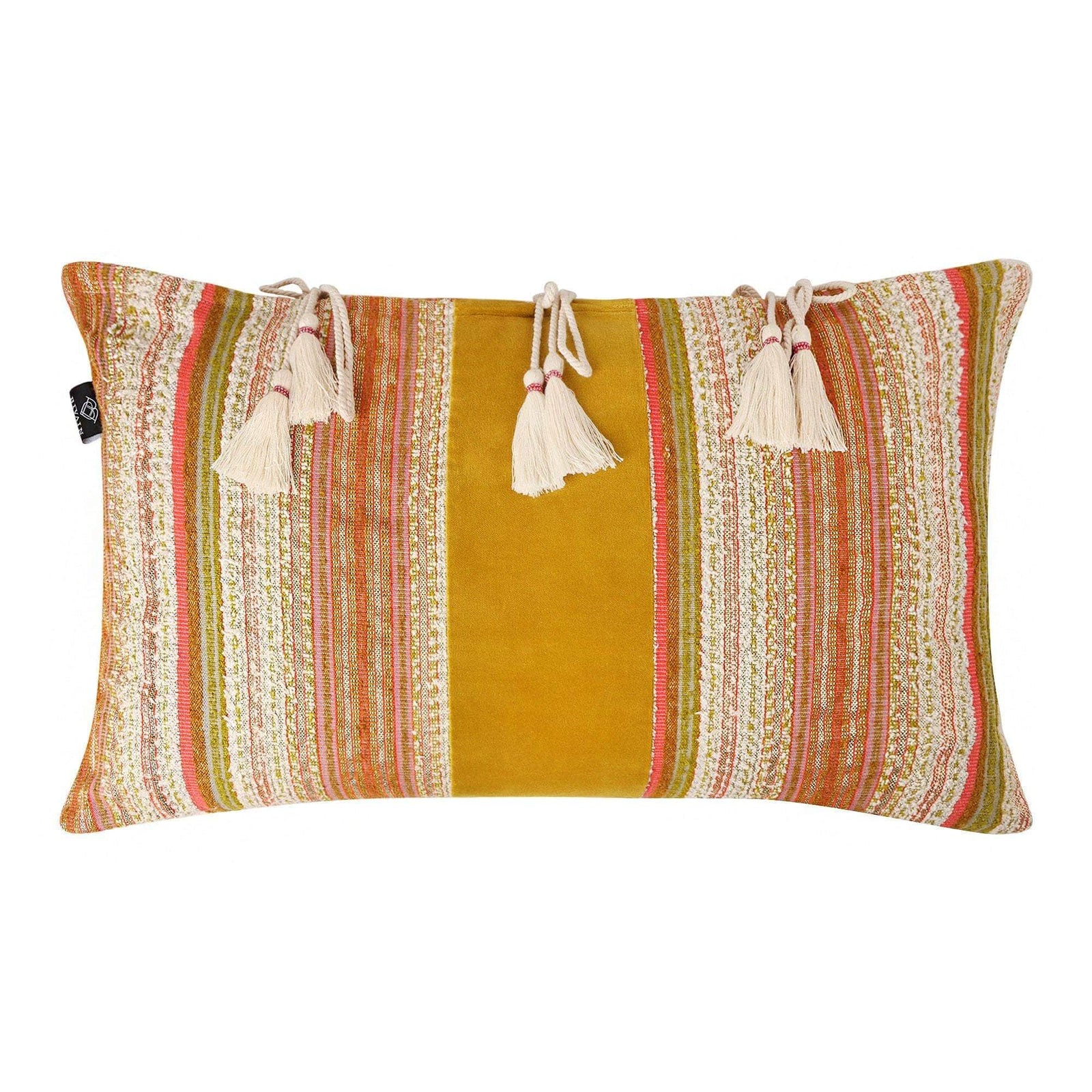 Beldi Mustard Velvet & Cotton Cushion