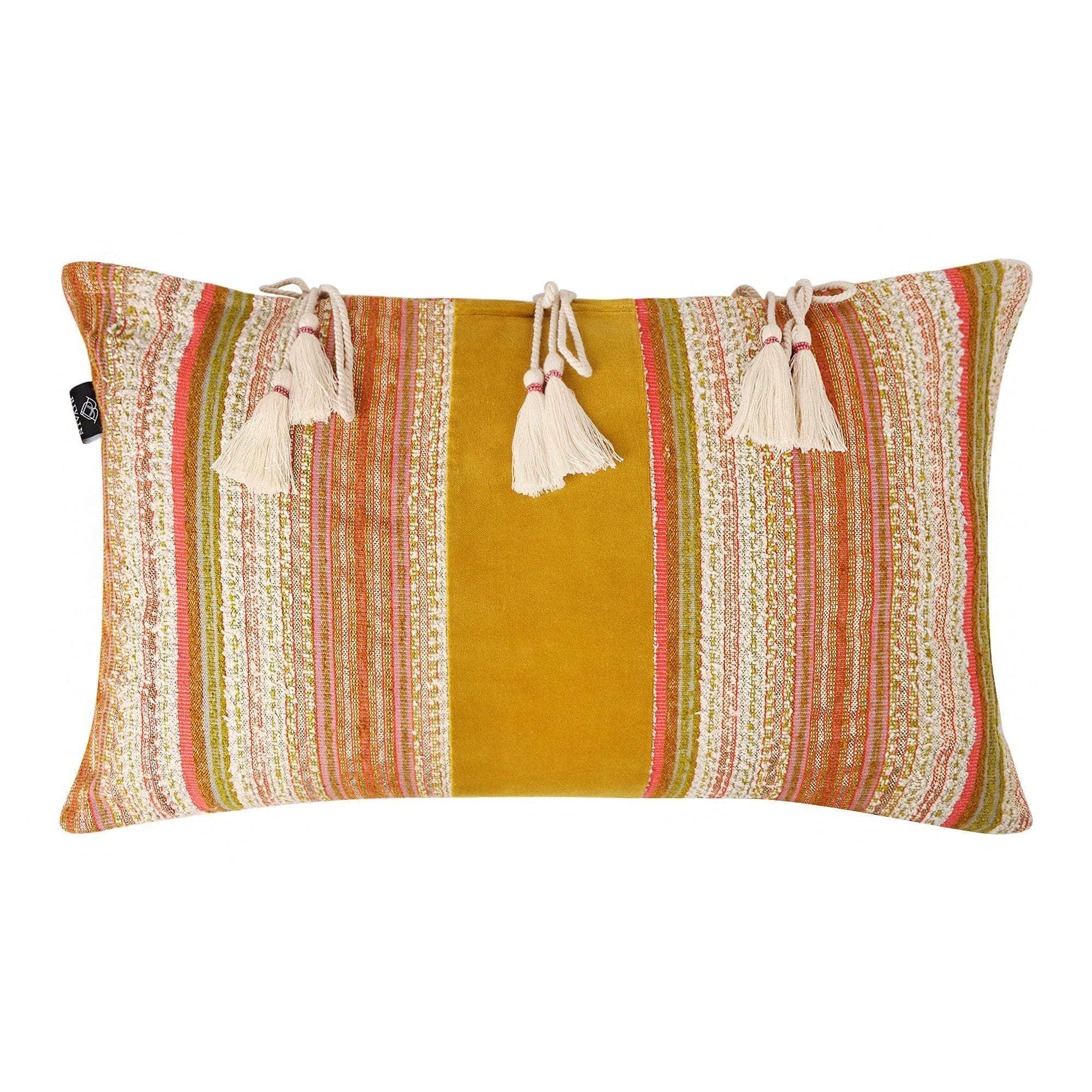 Beldi Mustard Velvet & Cotton Cushion