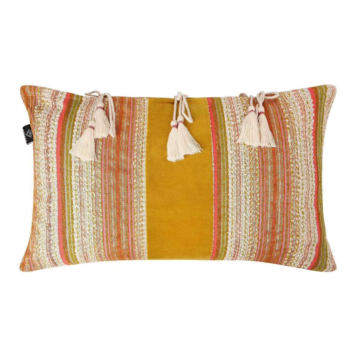 Beldi Mustard Velvet & Cotton Cushion