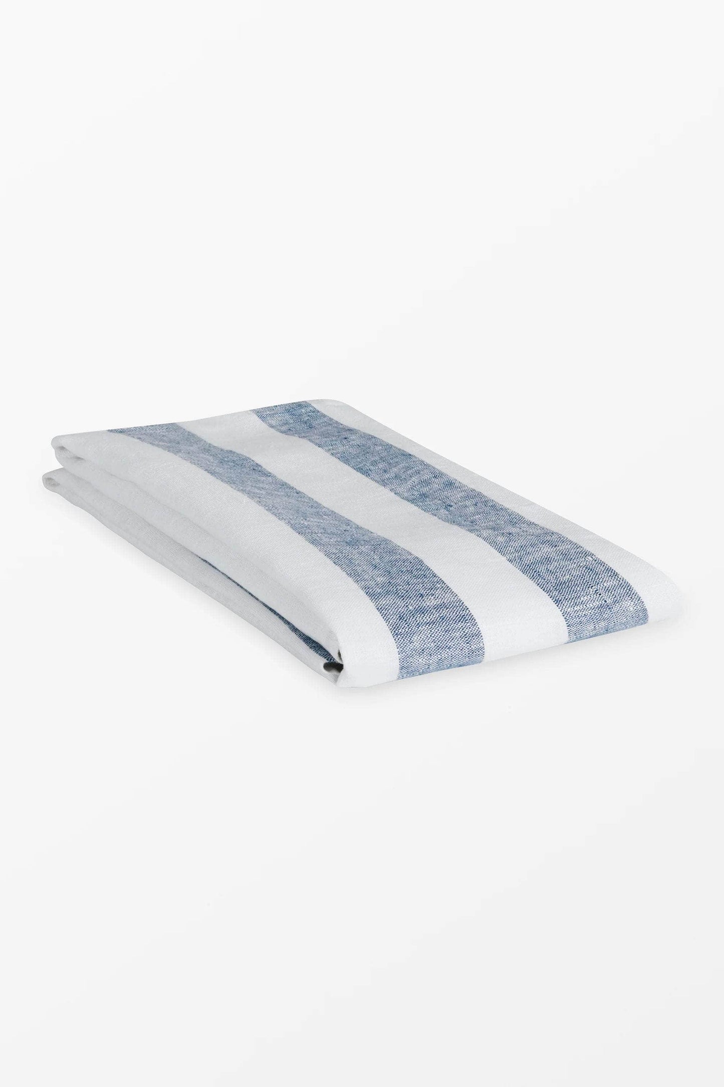 Blue + White Striped Linen Bath Towel