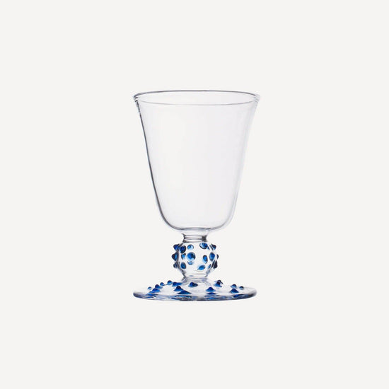 Blue Pom Wine Glass