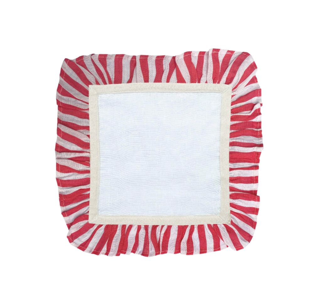 Cherry Red Candy Stripe - Set of 2 Napkins