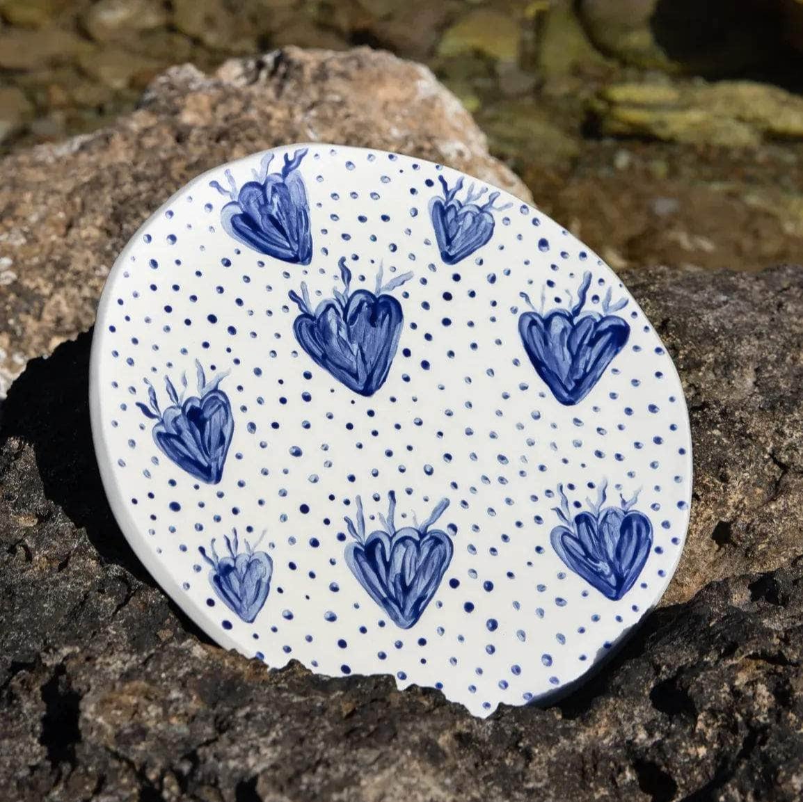 Blue Coral & Dots Plate