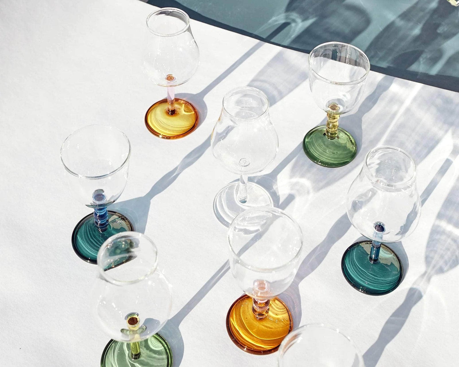 Hand Blown Tall Wine Glass in Clear