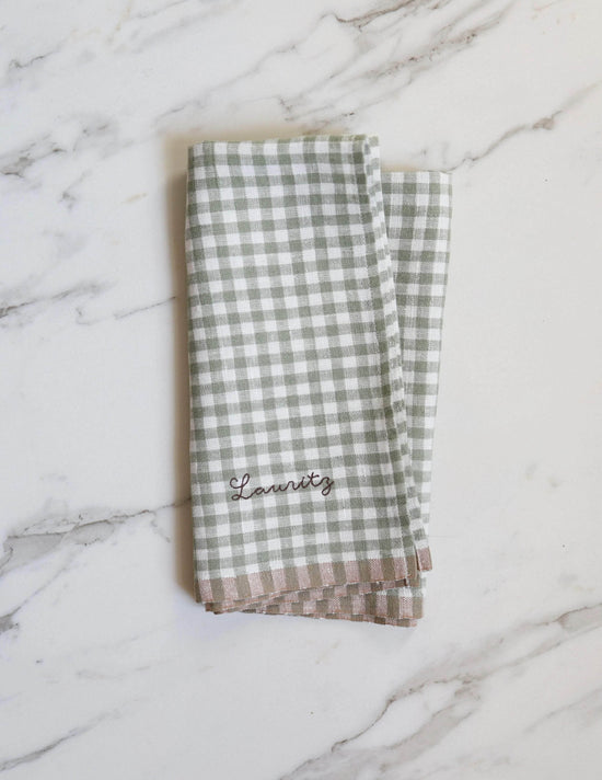 Load image into Gallery viewer, Green Gingham linen Napkin
