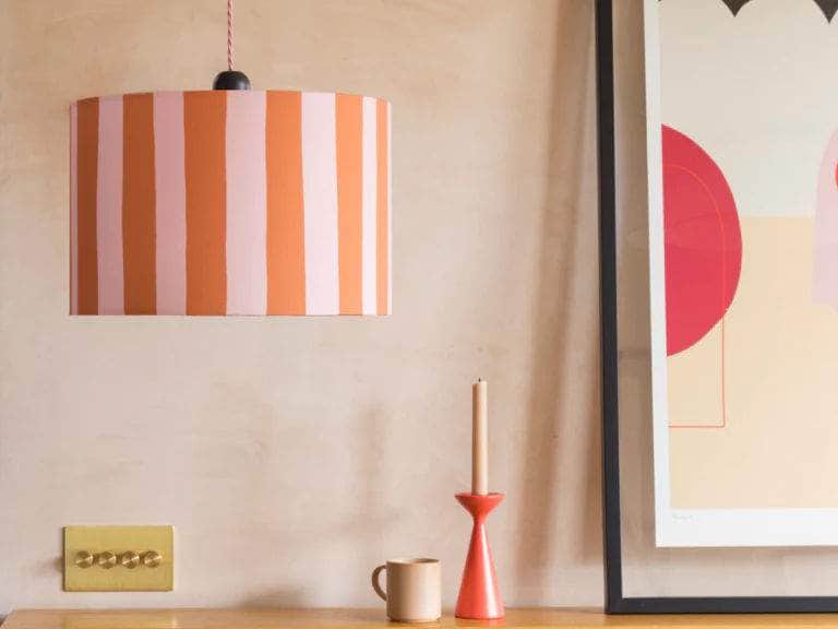 Pink stripes print lamp shade