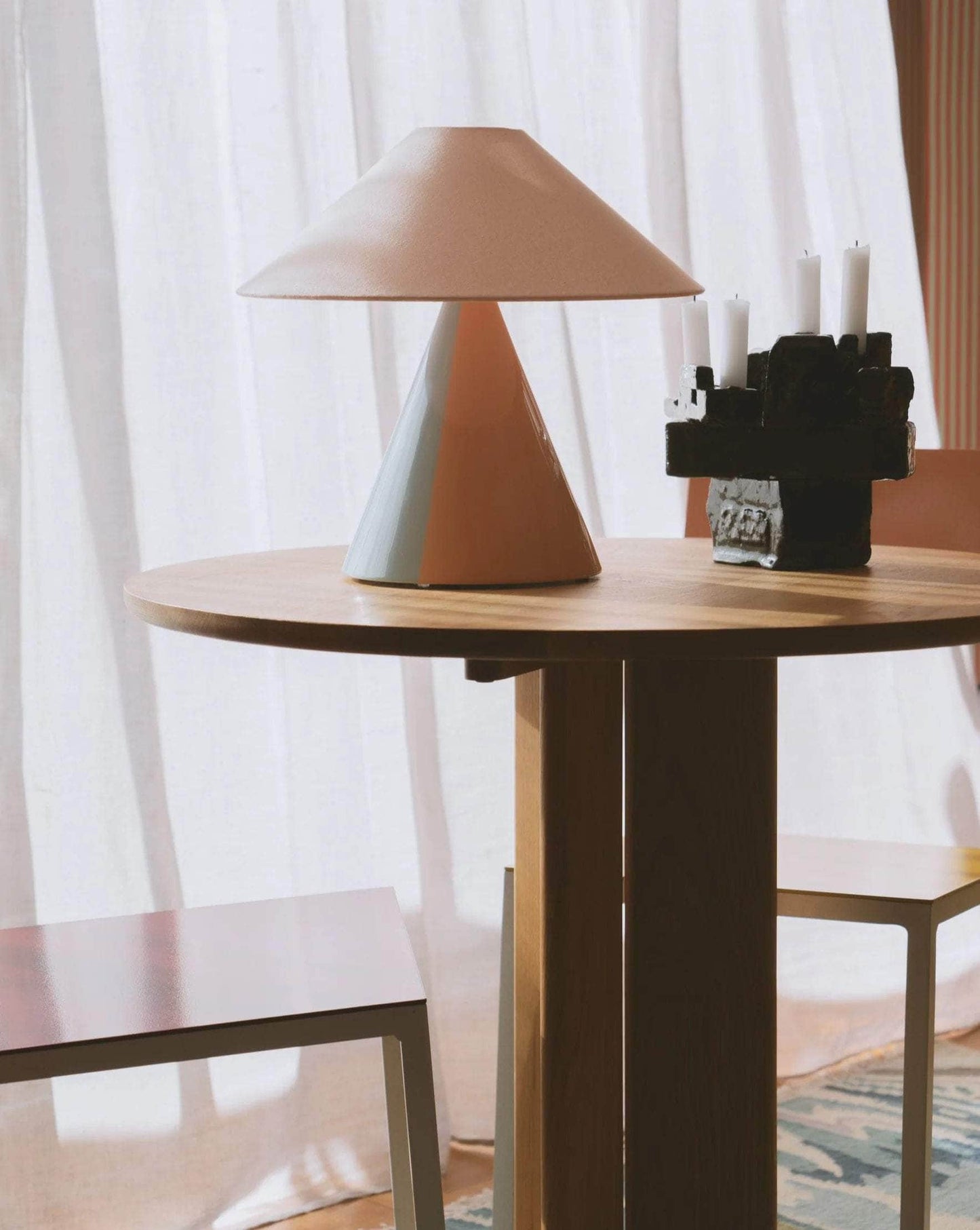 Load image into Gallery viewer, Caterina Peach + Sky blue Table Lamp
