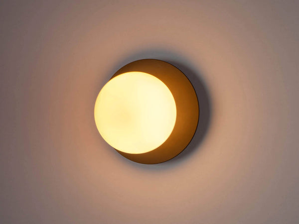 Charcoal grey opal disk wall light