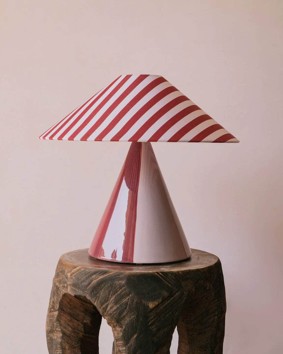 Caterina Red-Wine Stripes + Mauve Table Lamp (exclusivity)