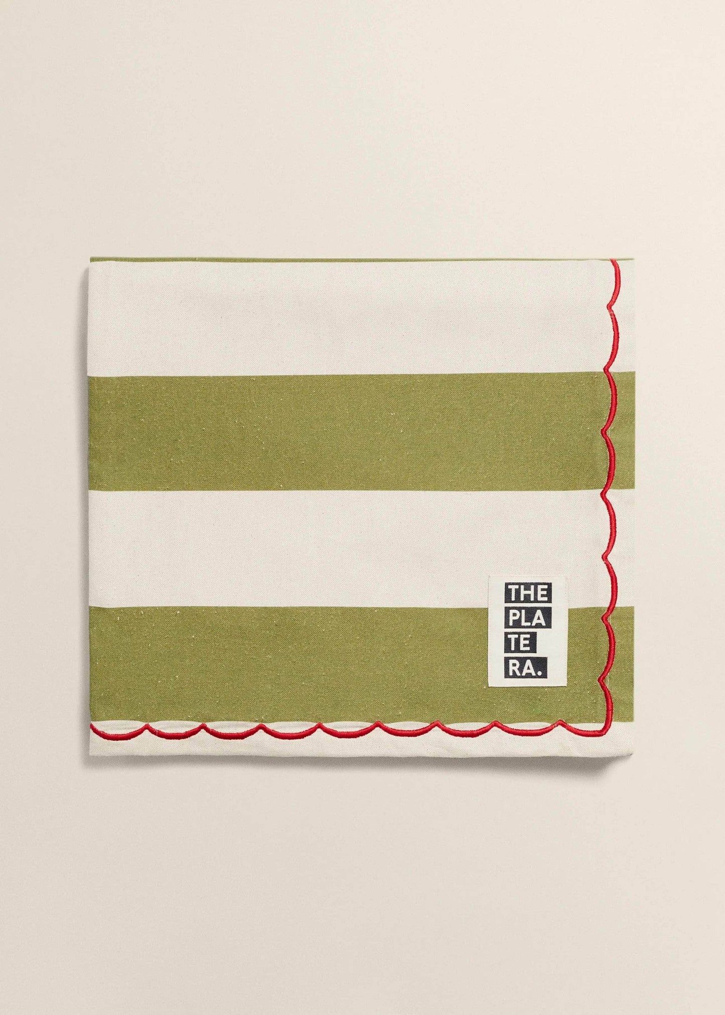 Cotton Green Striped Rooster Tablecloth