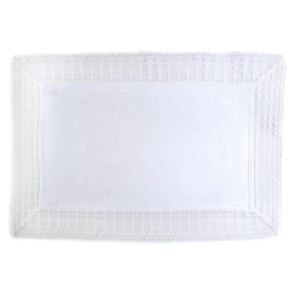 White Linen Placemat with Lace Trim