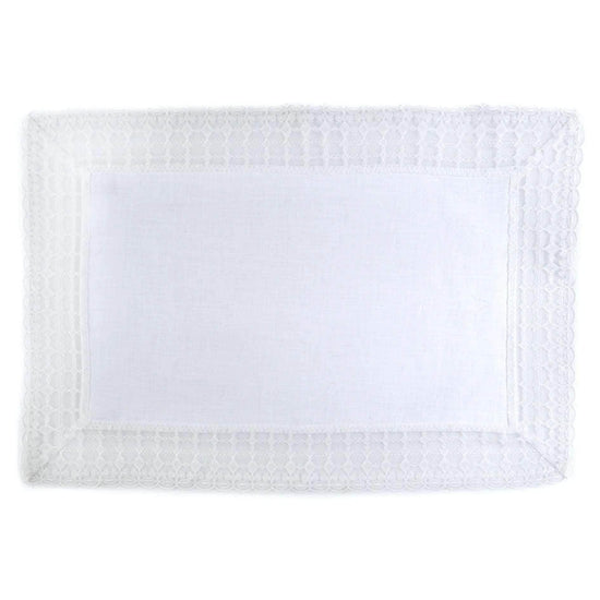 White Linen Placemat with Lace Trim