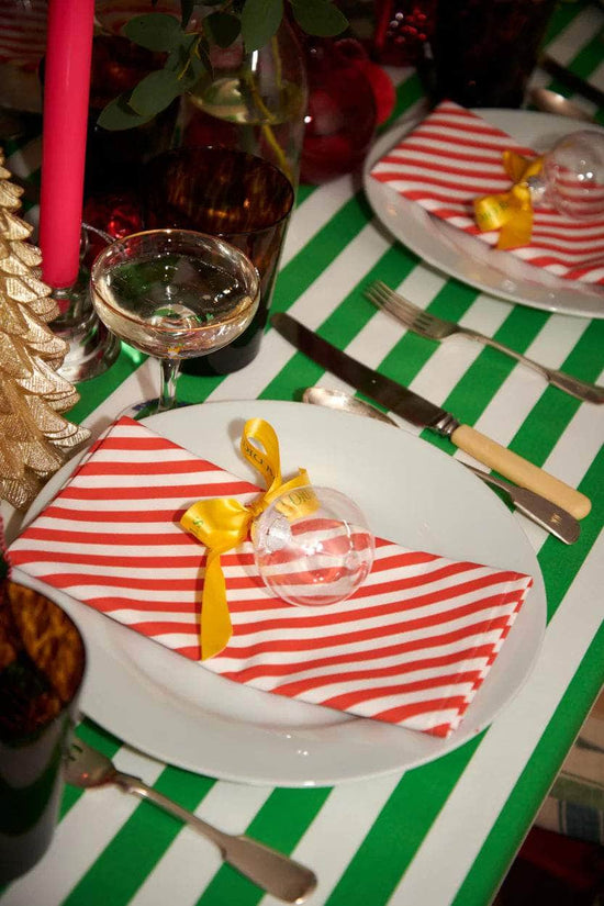 Load image into Gallery viewer, Red and White Candy Cane Napkins (Set of 4) 100% cotton
