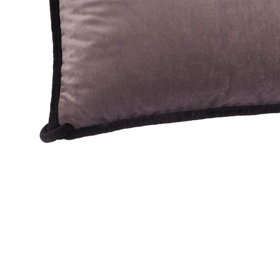 Plum & Grey Double-sided Velvet Cushion with Black Knotted Piping