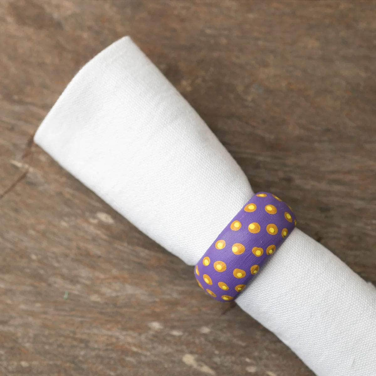 Wooden Dots Napkin Holder - Purple